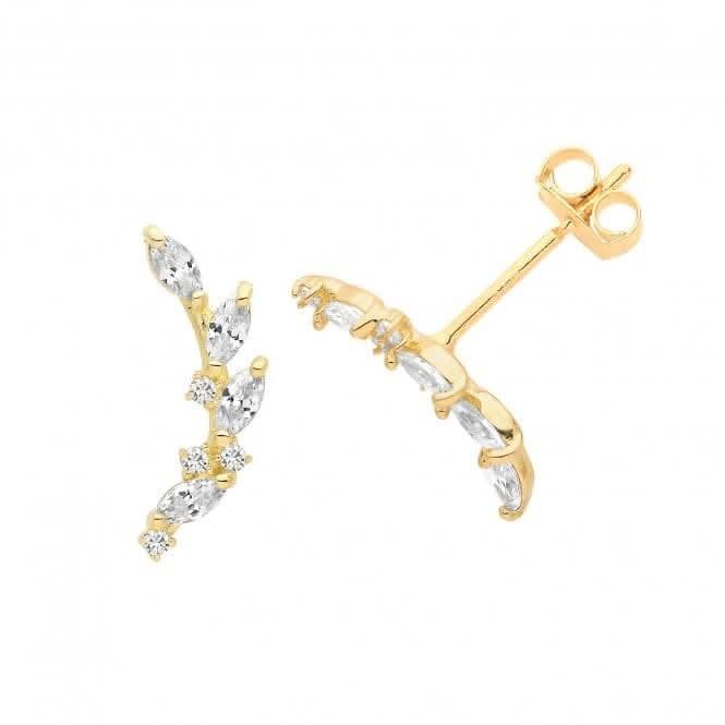9ct Yellow Gold Zirconia Climber Stud Earrings ES1627Acotis Gold JewelleryES1627