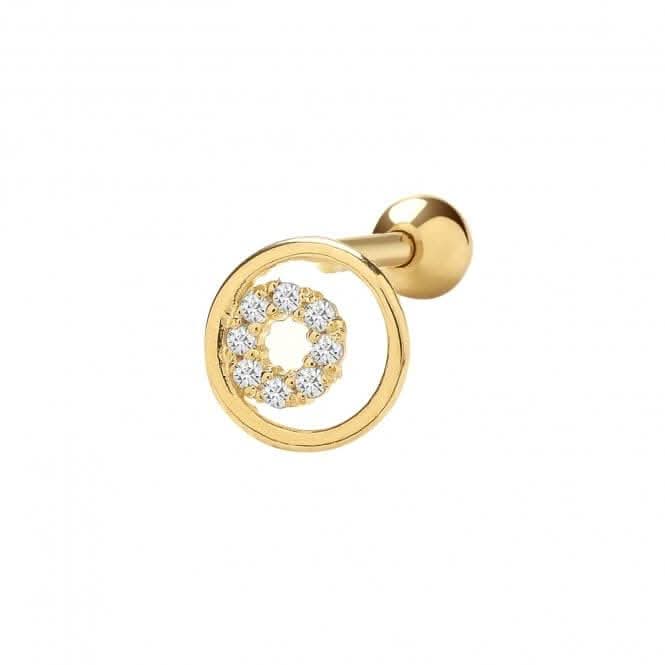 9ct Yellow Gold Zirconia Concentric Circle Cartilage 6mm Post Stud ES977Acotis Gold JewelleryES977