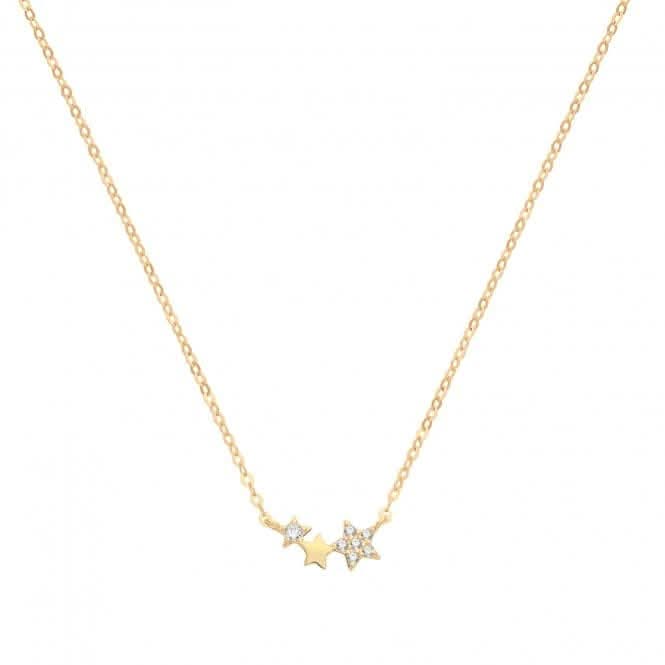 9ct Yellow Gold Zirconia Crescent Star Necklet NK1603