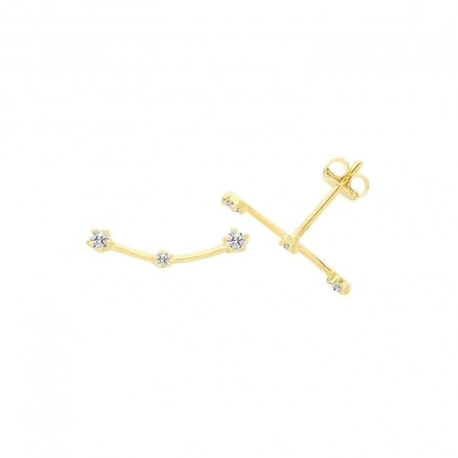 9ct Yellow Gold Zirconia Curved Bar Studs ES693