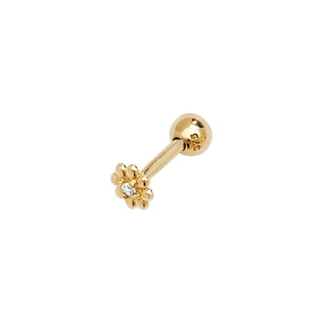 9ct Yellow Gold Zirconia Daisy Cartilage 6mm Post Stud ES910