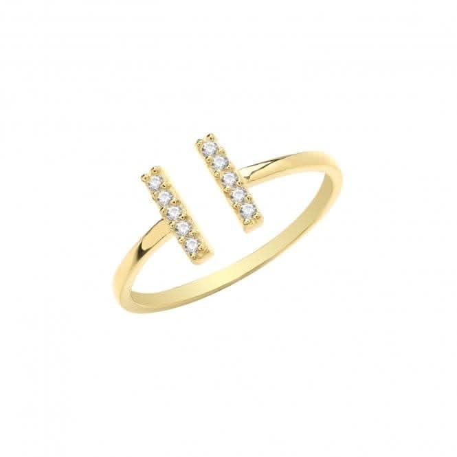9ct Yellow Gold Zirconia Double Bar Ring RN1607