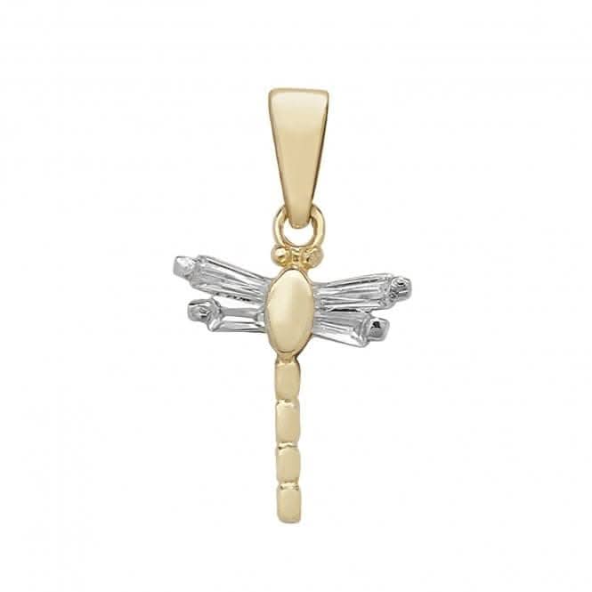 9ct Yellow Gold Zirconia Dragon Fly Pendant PN192