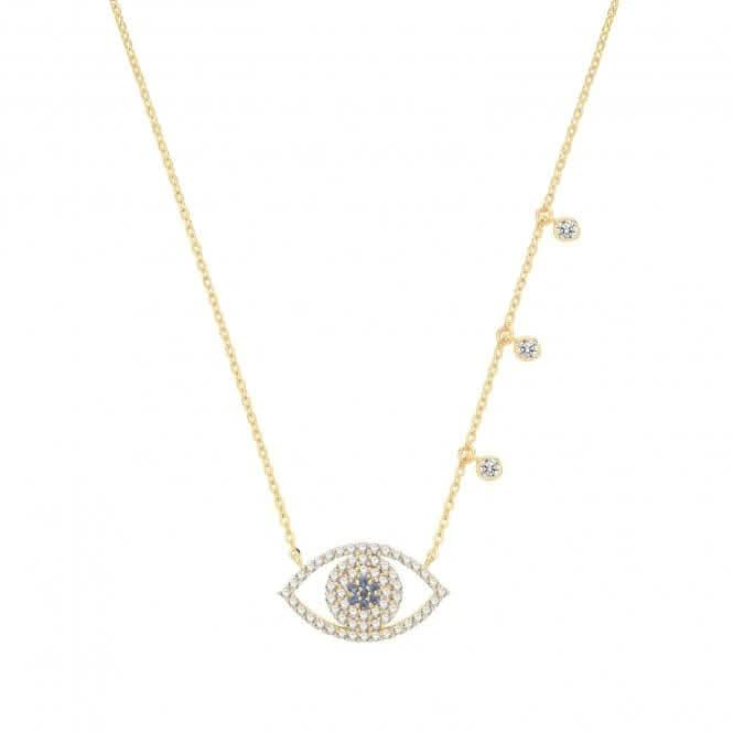 9ct Yellow Gold Zirconia Evil Eye Necklet NK392