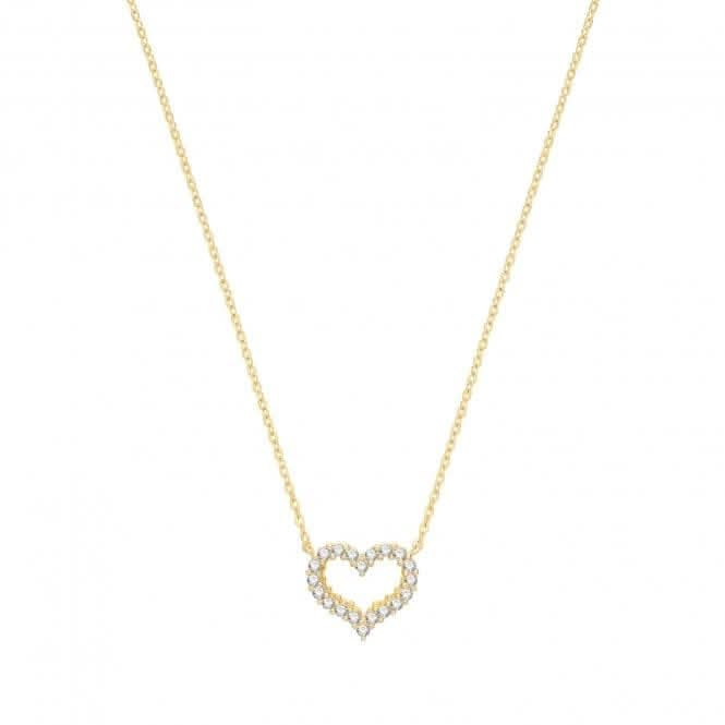 9ct Yellow Gold Zirconia Centre Heart Necklet NK376