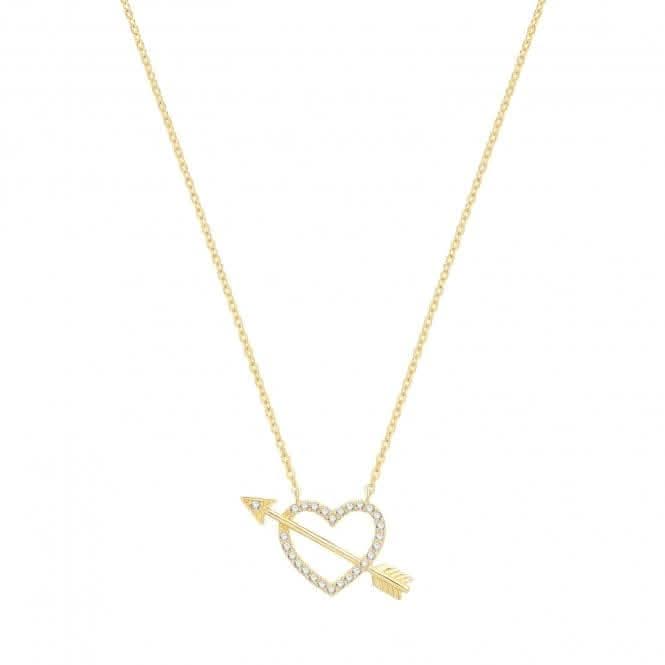 9ct Yellow Gold Zirconia Heart & Arrow Necklet NK400