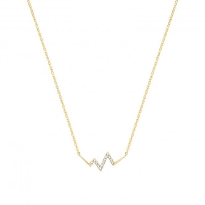 9ct Yellow Gold Zirconia Small Heartbeat Necklet NK391