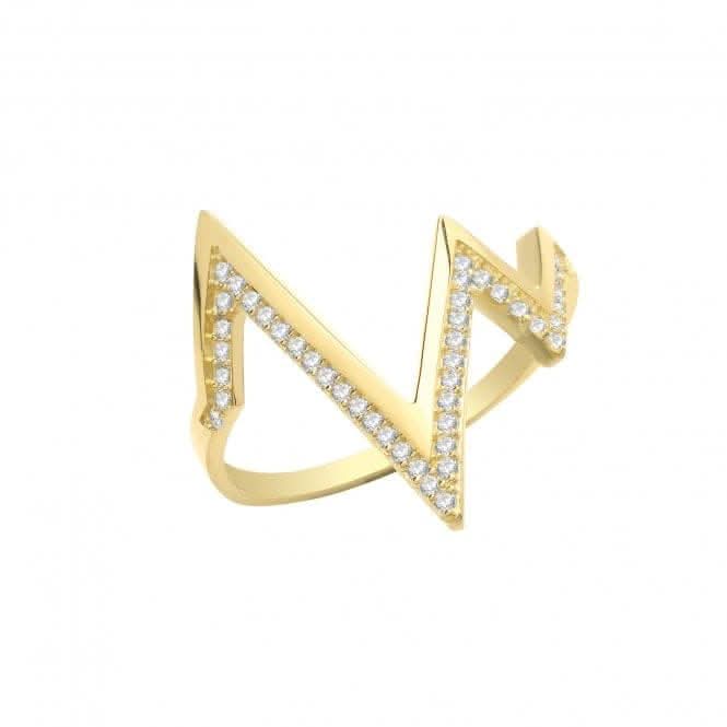 9ct Yellow Gold Zirconia Heartbeat Ring RN1616