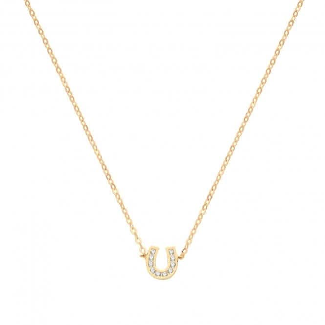 9ct Yellow Gold Zirconia Small Horseshoe Necklet NK1602