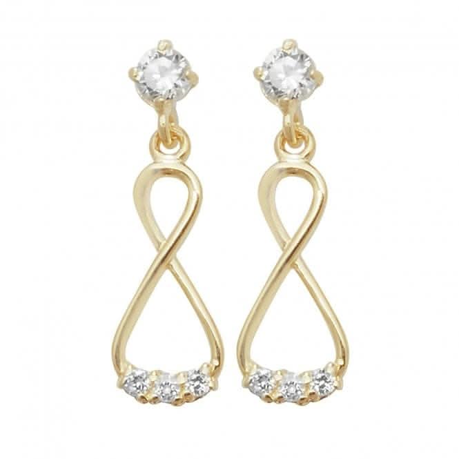 9ct Yellow Gold Zirconia Infinity Drop Earrings ES448