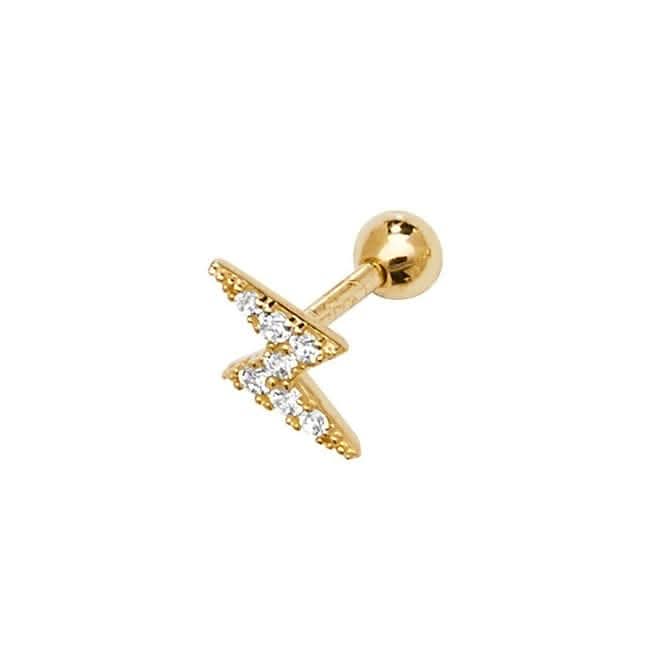 9ct Yellow Gold Zirconia Lightning Bolt Cartilage 6mm Post Stud ES922