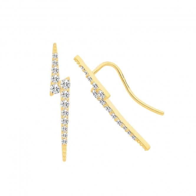 9ct Yellow Gold Zirconia Lightning Bolt Ear Climbers ES699
