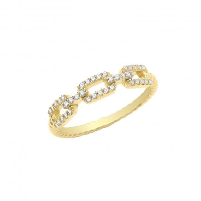 9ct Yellow Gold Zirconia Link Ring RN949