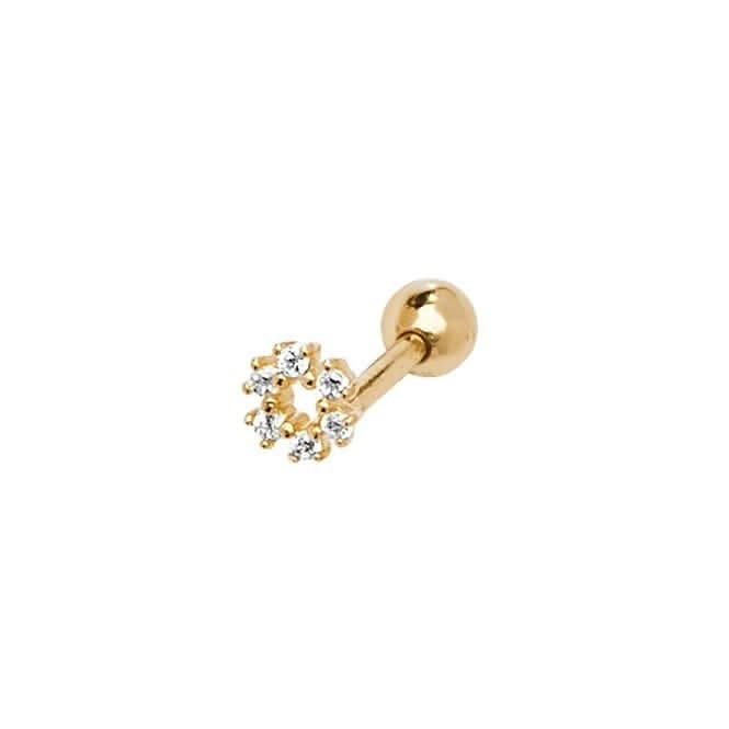 9ct Yellow Gold Zirconia Open Circle Cartilage 6mm Post Stud ES912