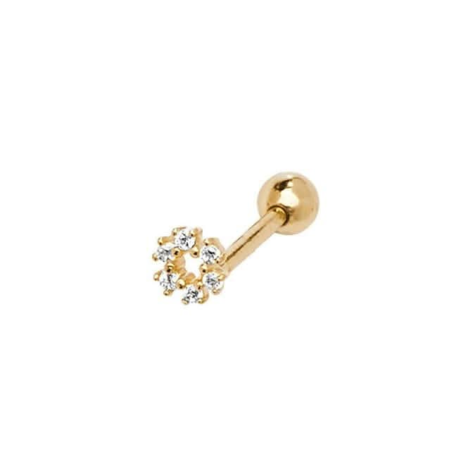 9ct Yellow Gold Zirconia Open Circle Cartilage 8.5mm Post Stud ES912P