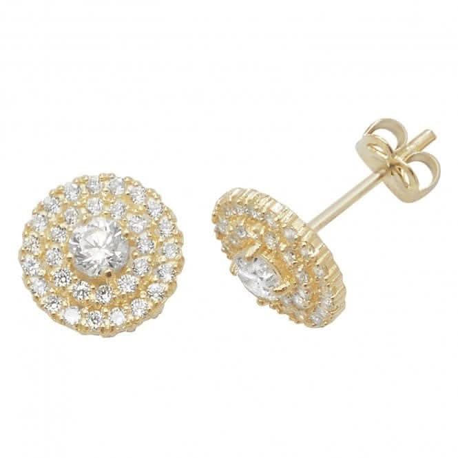 9ct Yellow Gold Zirconia Round Stud Earrings ES443