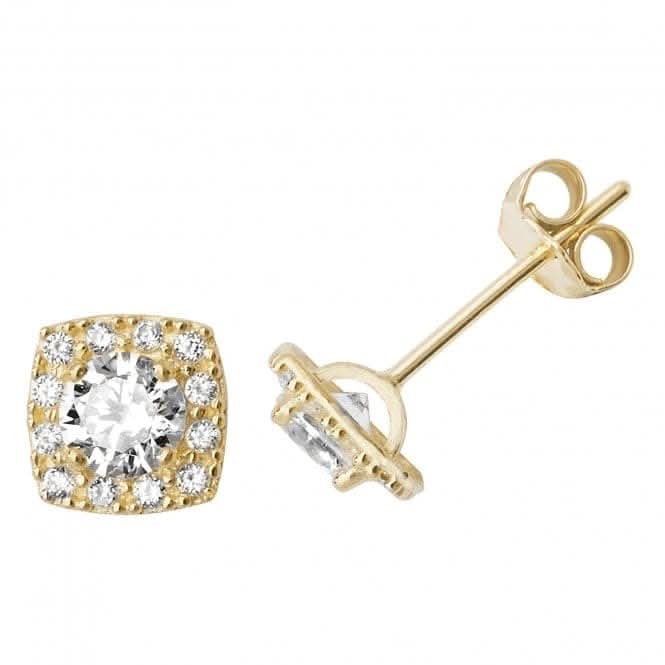 9ct Yellow Gold Zirconia Square Stud Earrings ES522