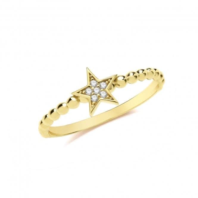 9ct Yellow Gold Zirconia Star Bobble Ring RN978