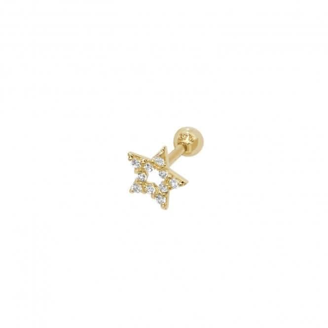 9ct Yellow Gold Zirconia Star Cartilage 6mm Post Stud ES934