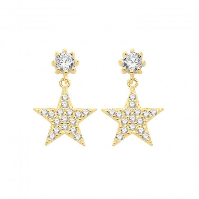 9ct Gold Zirconia Star Drop Earrings ER1151
