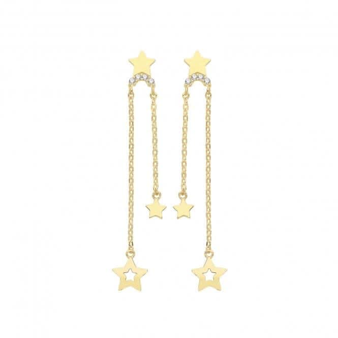 9ct Yellow Gold CZ Star Drop Earrings ER1157