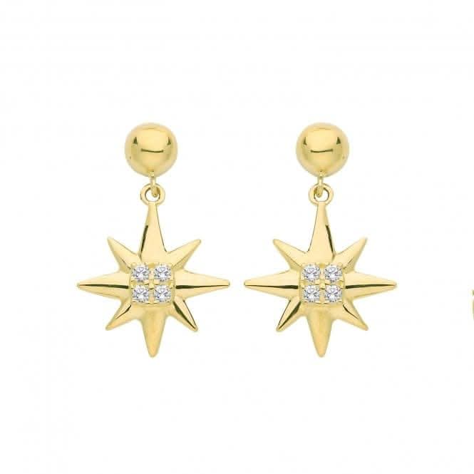 9ct Yellow Gold Zirconia Star Drop Earrings ES696Acotis Gold JewelleryES696