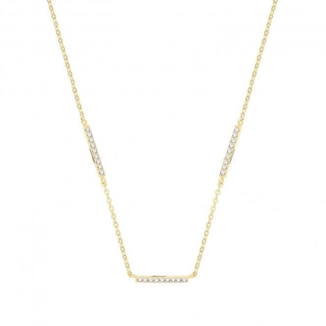9ct Yellow Gold Zirconia Triple Bar Necklet NK394