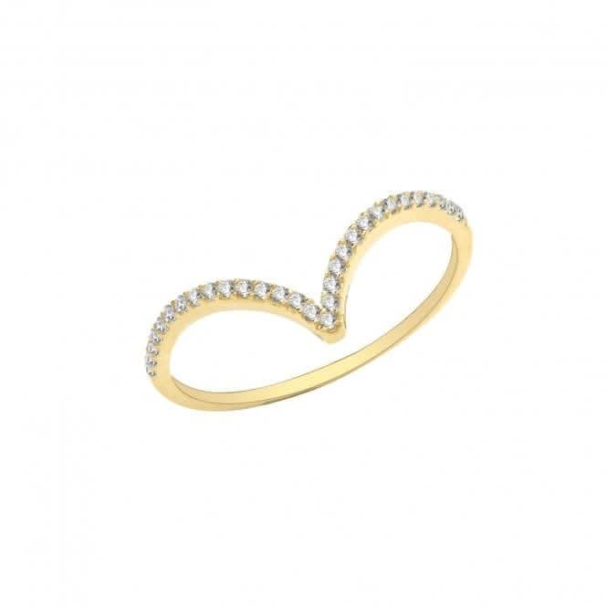 9ct Yellow Gold Zirconia Wishbone Ring RN1618