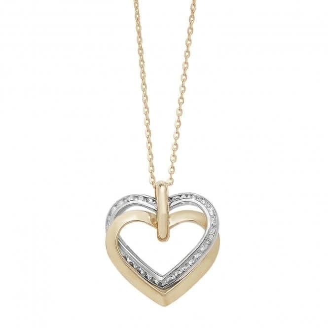 9ct Yellow & White Gold Ladies Zirconia Necklet NK073
