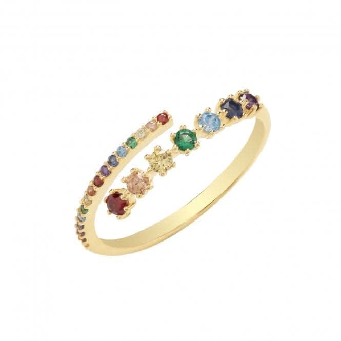 9ct Yellow Gold Rainbow Zirconia Wrap Ring RN1620