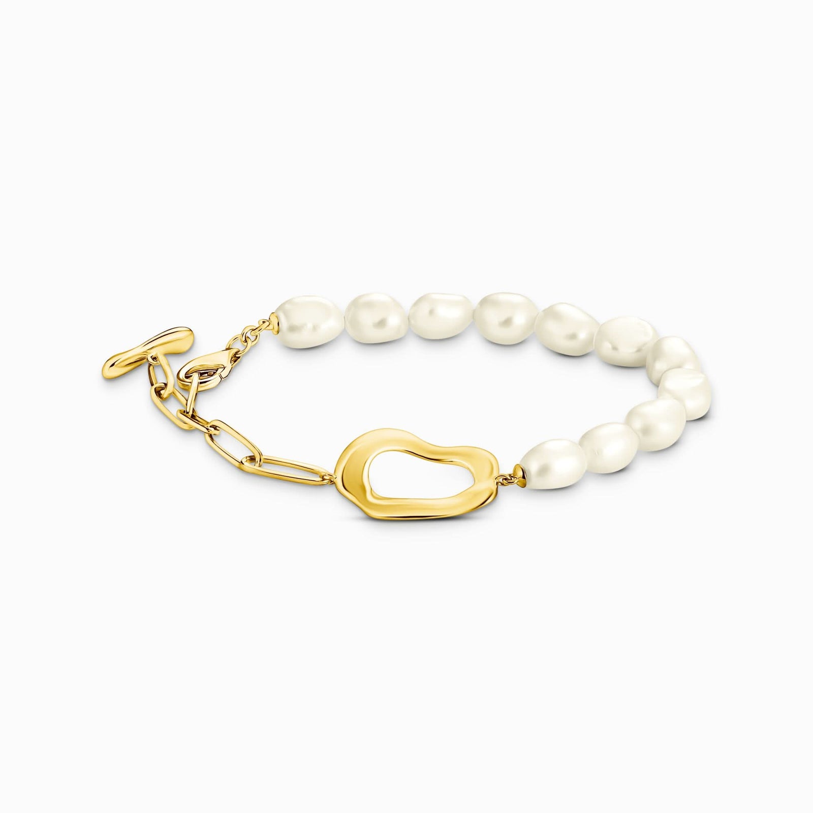 Natural Beauty Gold Plated Pearl Bracelet A2190-430-14