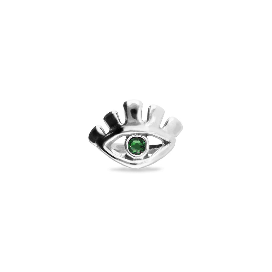 Metal Alloy Plated Sterling Silver Eye Green Emerald Crystal Ring ANI0855VRDMTL