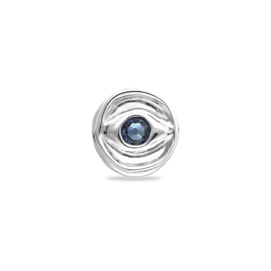 Metal Alloy Signet Plated Sterling Silver Eye Blue Crystal Ring ANI0856AZUMTL