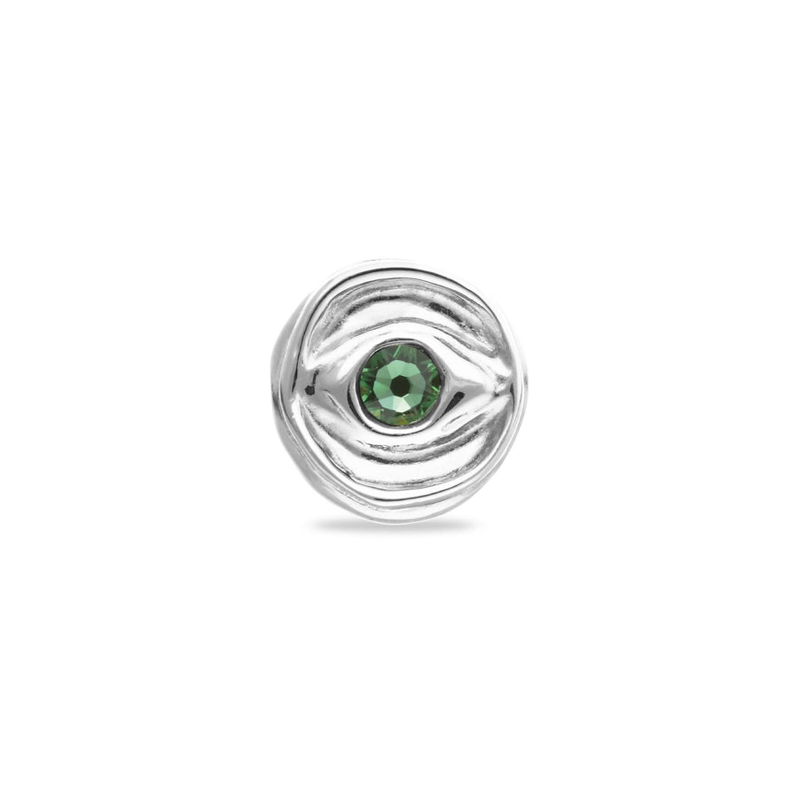 Metal Alloy Signet Plated Sterling Silver Eye Green Crystal Ring ANI0856VRDMTL