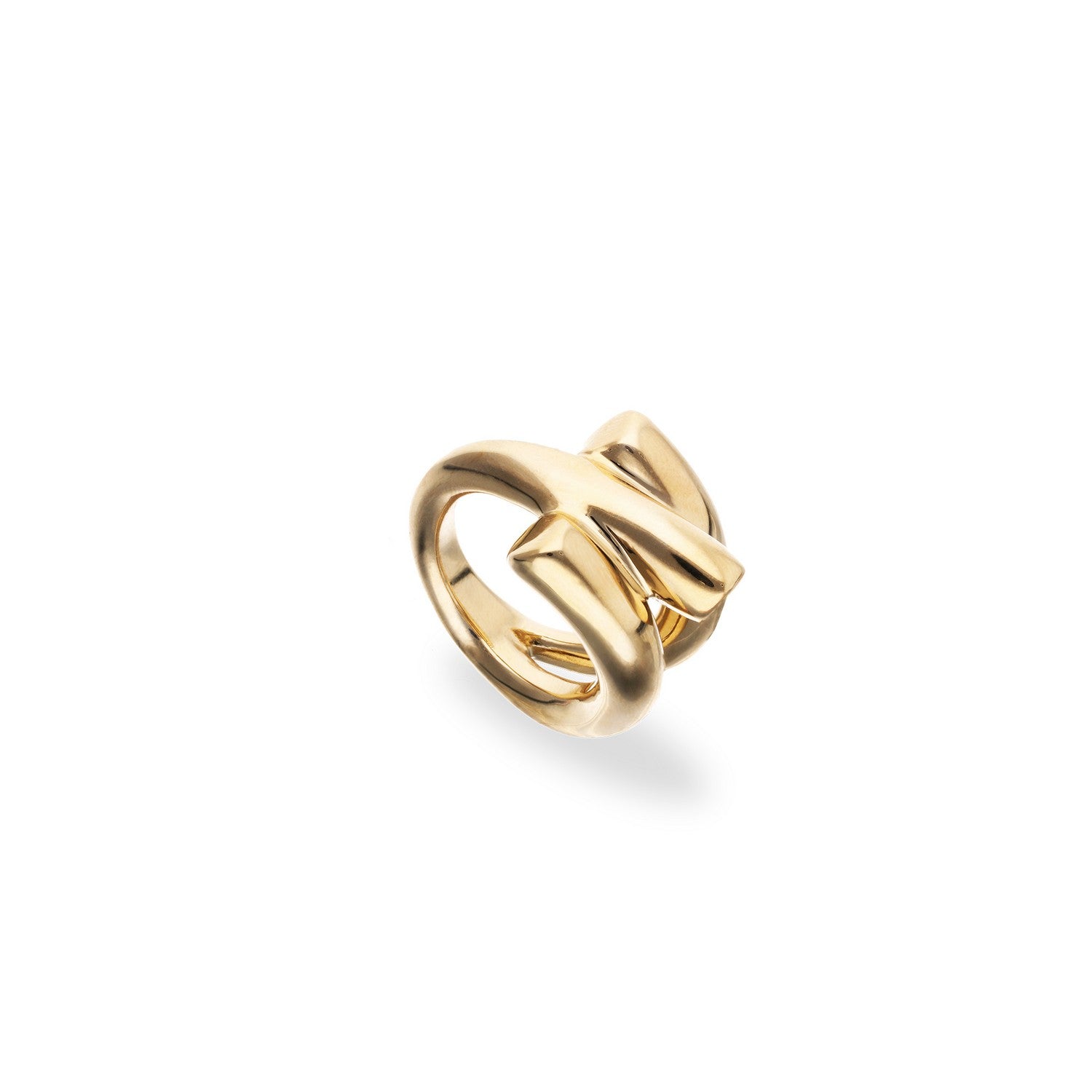 18K Gold Plated Three Intertwined Organic Shapes Ring ANI0862ORO000