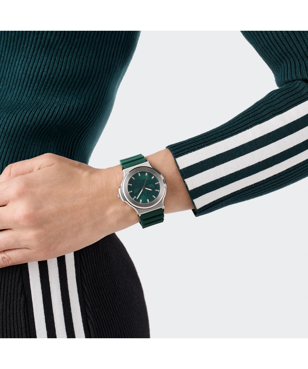 Adidas Unisex Green Dial Green Silicone Strap Watch AOFH25501