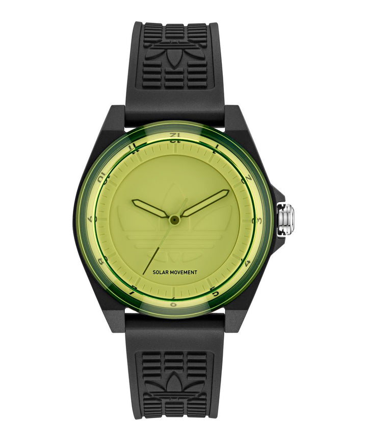 Adidas Unisex Yellow Dial Black Resin Strap Watch AOST25530