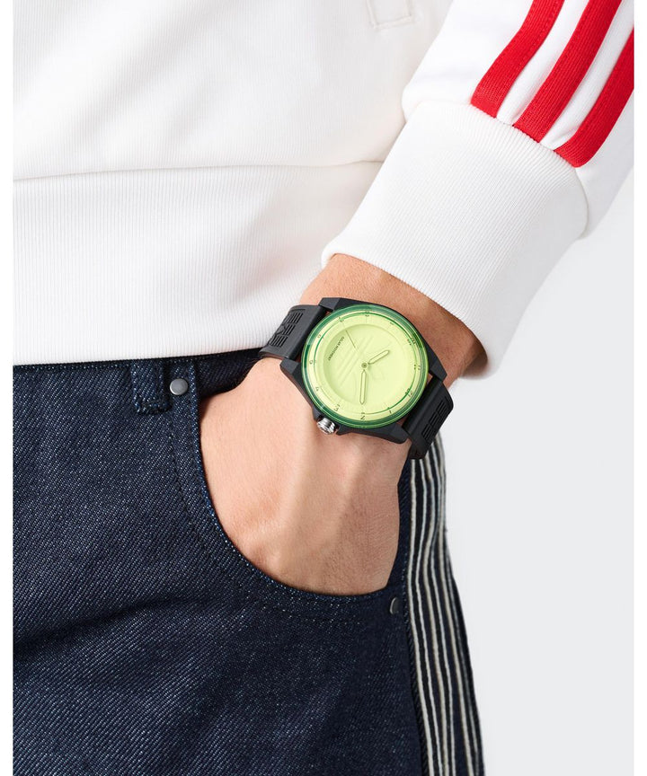 Adidas Unisex Yellow Dial Black Resin Strap Watch AOST25530