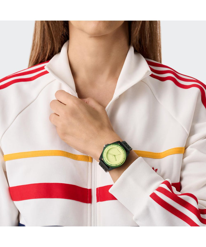 Adidas Unisex Yellow Dial Black Resin Strap Watch AOST25530