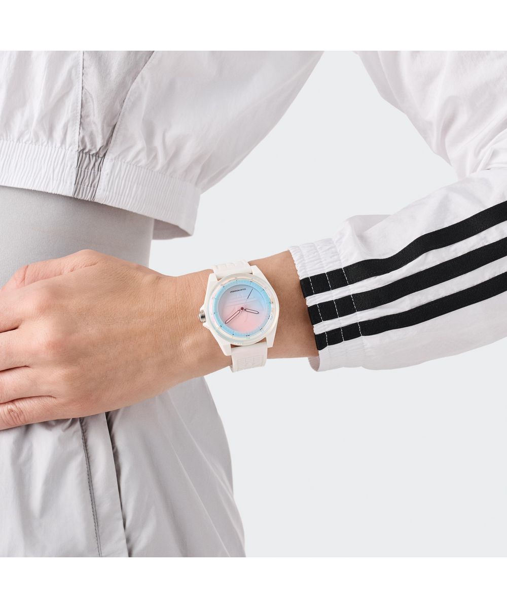 Adidas Unisex White Dial White Resin Strap Watch AOST25532