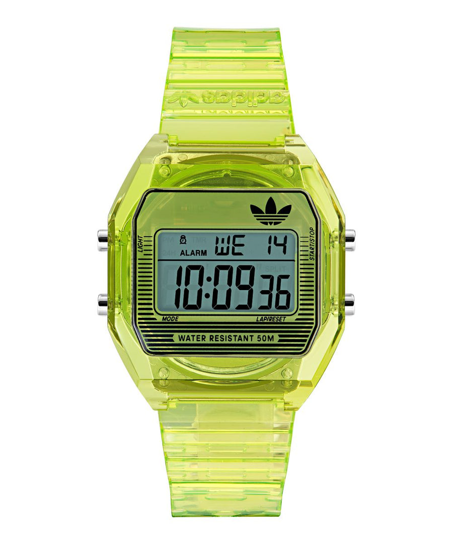 Adidas Unisex Translucent Green Mask Resin Strap Watch AOST25538