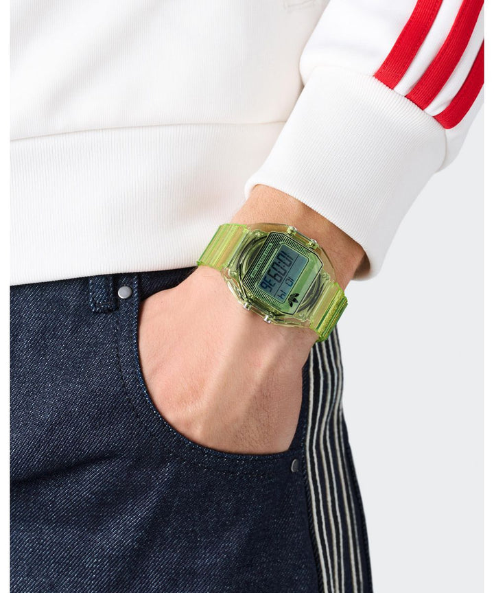 Adidas Unisex Translucent Green Mask Resin Strap Watch AOST25538