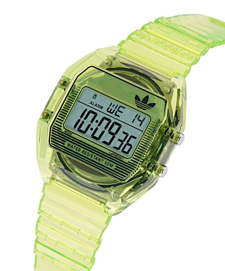 Adidas Unisex Translucent Green Mask Resin Strap Watch AOST25538