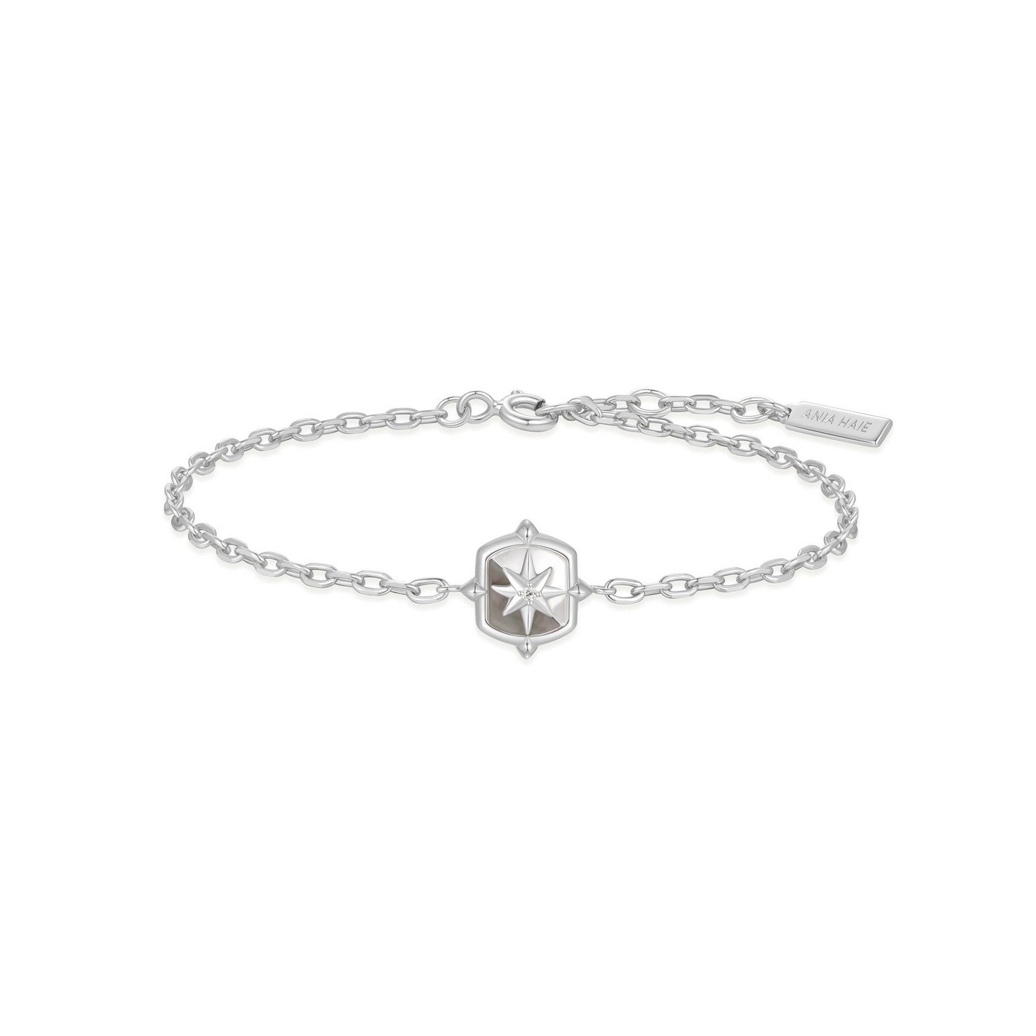 Silver Colour-Block Mother of Pearl Star Bracelet B067-03H