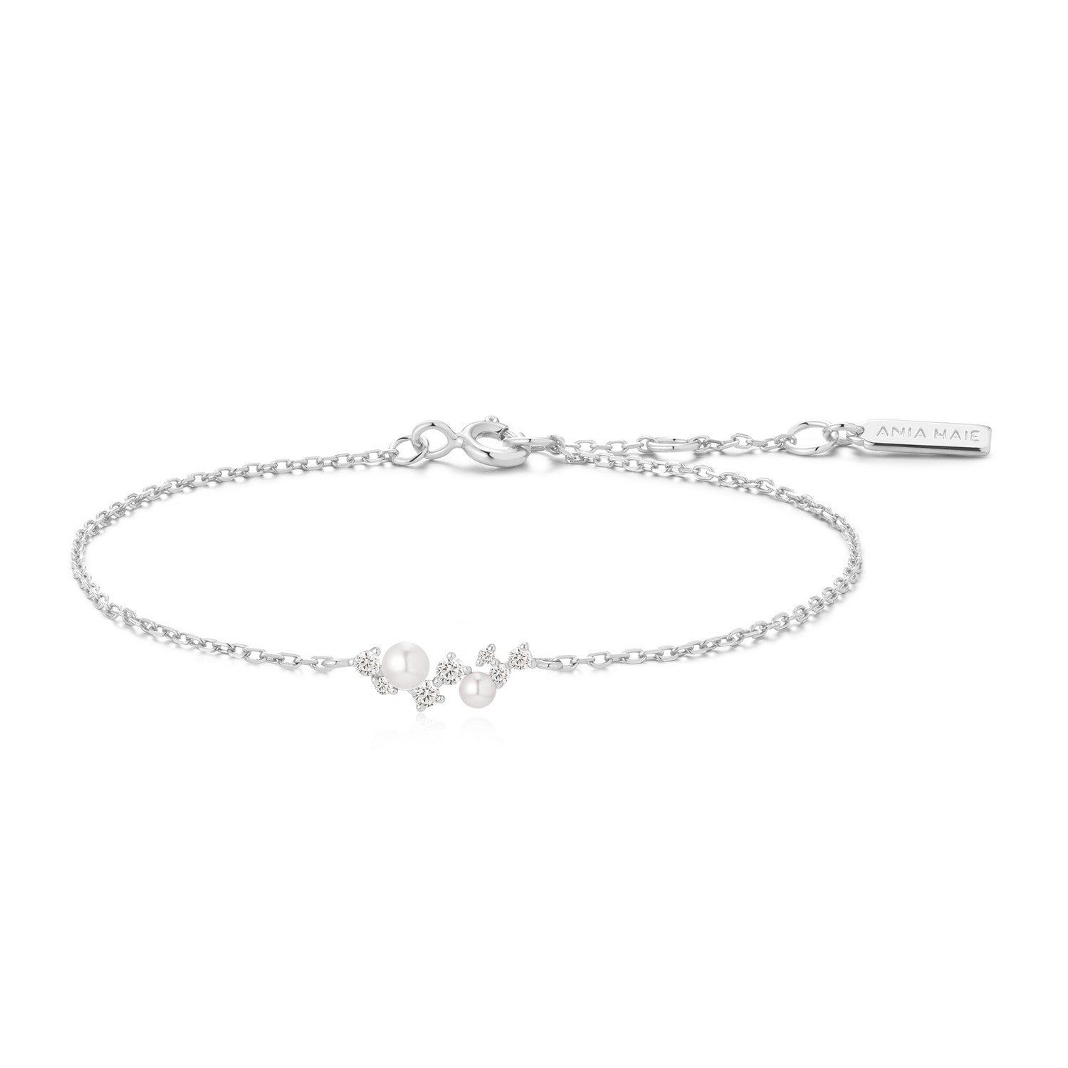 Ania Haie Silver Shell Pearl & Bezel-Set Sparkle Bracelet B075-01H