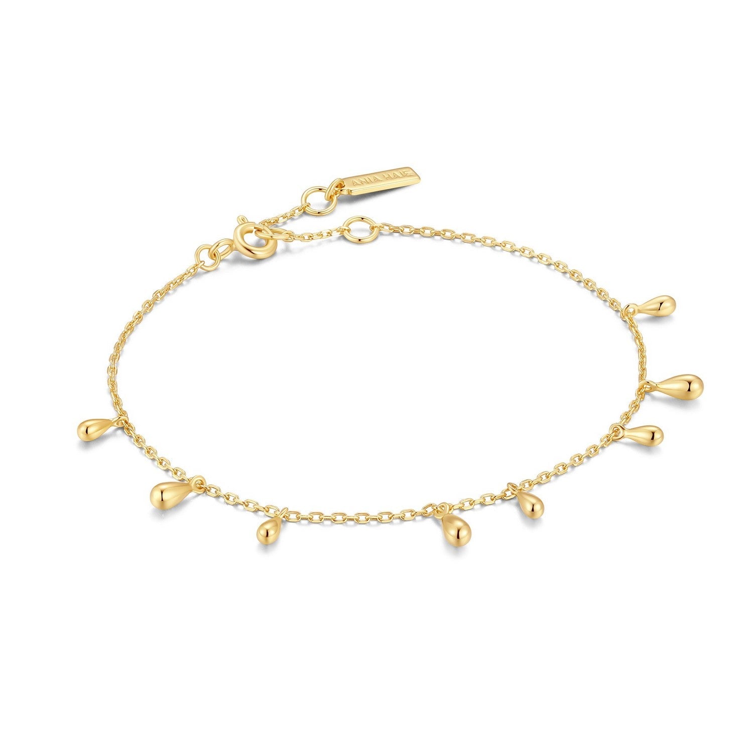 Ania Haie Fluid Light Gold Polished Teardrop Dangle Station Bracelet B078-02G