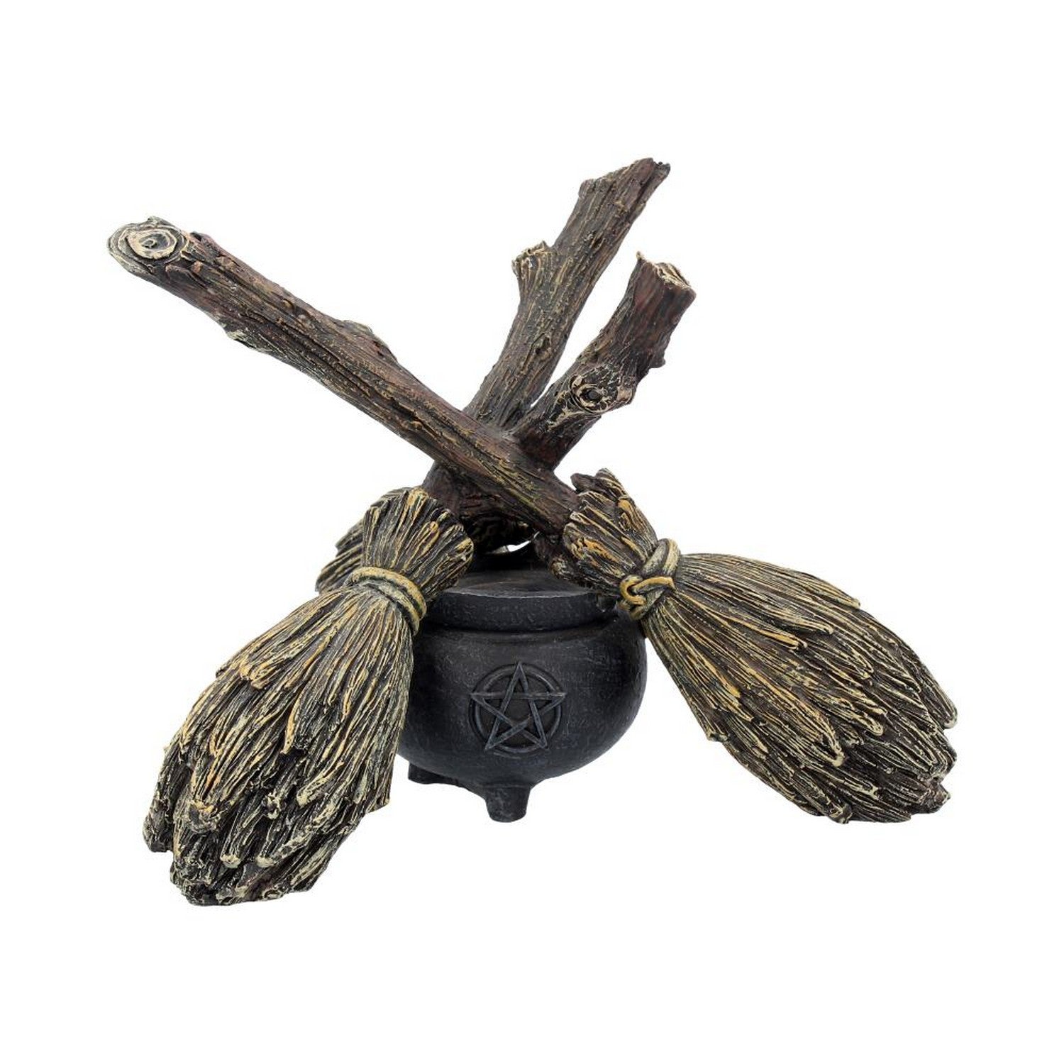 Witch Wiccan Witchcraft Broomstick Crystal Ball Holder B1867F6