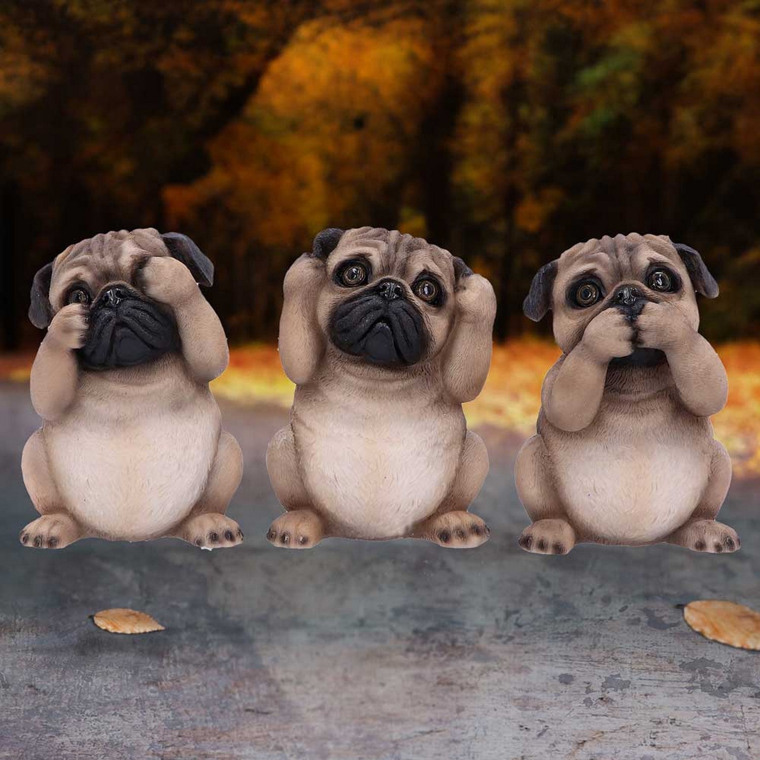 Three Wise Pugs Dog Ornaments B4884P9