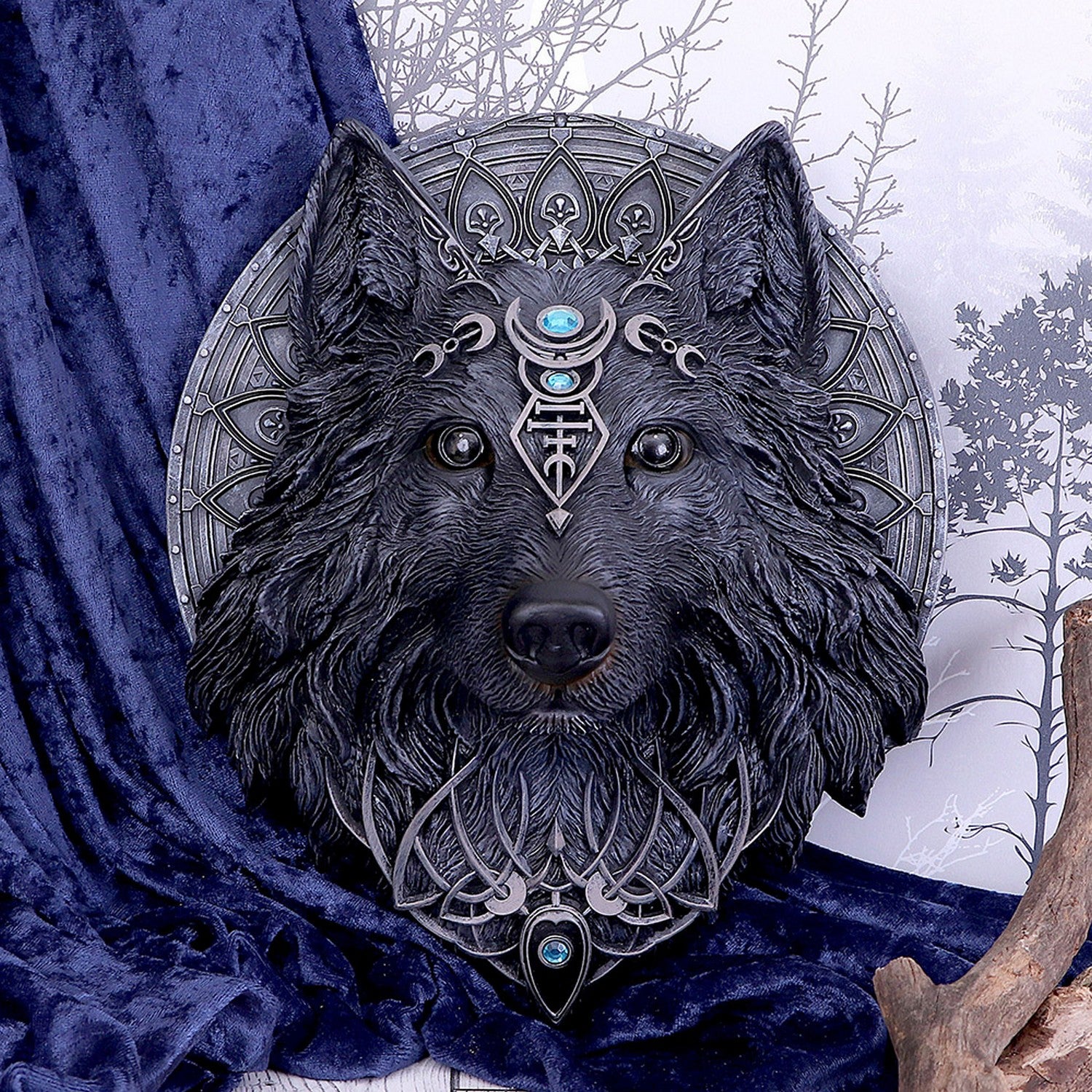 Dark Gothic Magical Wolf Moon Wall Hanging Plaque B5240S0