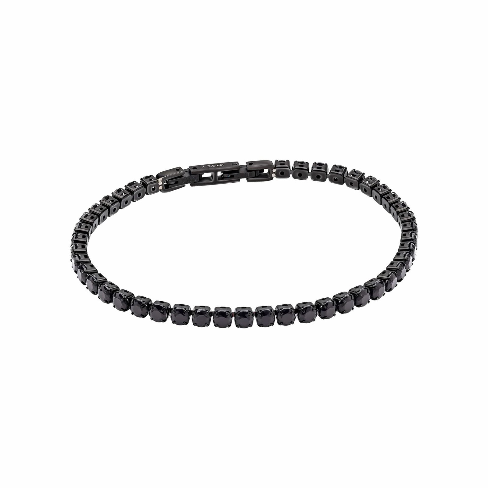 Black Stainless Steel Zirconia Tennis 21.5cm Bracelet B5564B